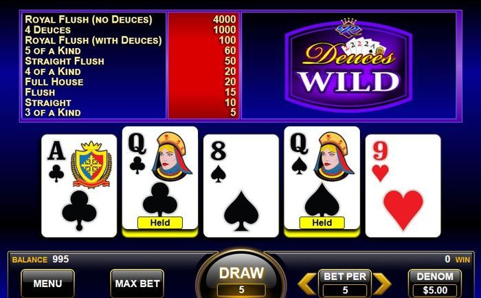 Deuces wild poker game play