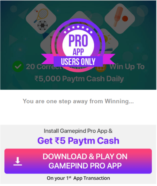 Game Pind  Paytm App