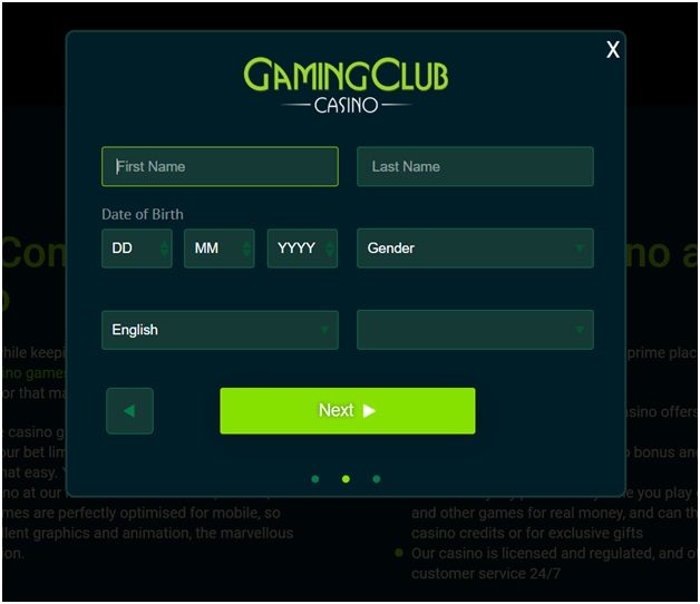 Gaming Club Casino India- Register