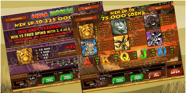 Mega Moolah Slots review- Bonus features