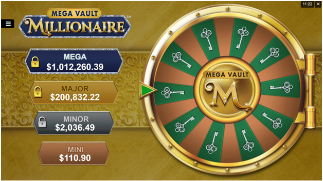 Mega Vault Millionaire Jackpot wheel