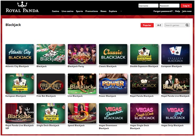 Royal Panda Indian Online Casino - Blackjack