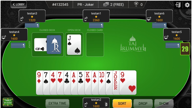 Taj Rummy Game Play