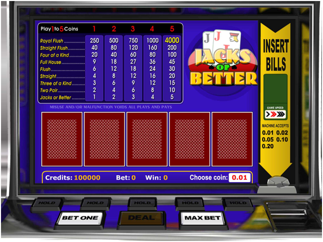 Three popular Video Poker Games - Jacks or Better