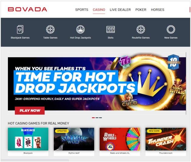 What are the hot drop jackpots to play at Bovada Casino