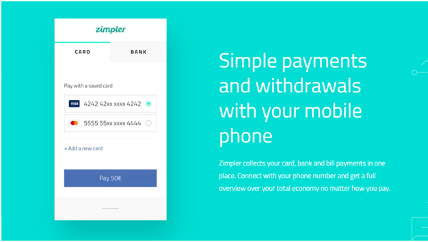 Zimpler deposits and withdrawals